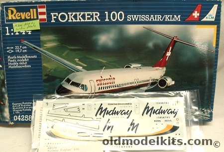 Revell 1/144 Fokker 100 - Swissair/KLM - And With Liveries Unlimited Midway Airlines, 04258 plastic model kit